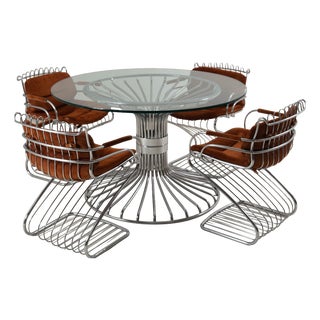 Dining Table and Chairs attributed to Gastone Rinaldi for Rima, Italy, 1970s, Set of 5 For Sale