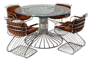 Dining Table and Chairs attributed to Gastone Rinaldi for Rima, Italy, 1970s, Set of 5