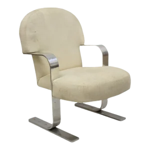 Late 20th Century Vintage Mid Century Modern Aluminum Flat Bar Ski Base Cantilever Lounge Chair