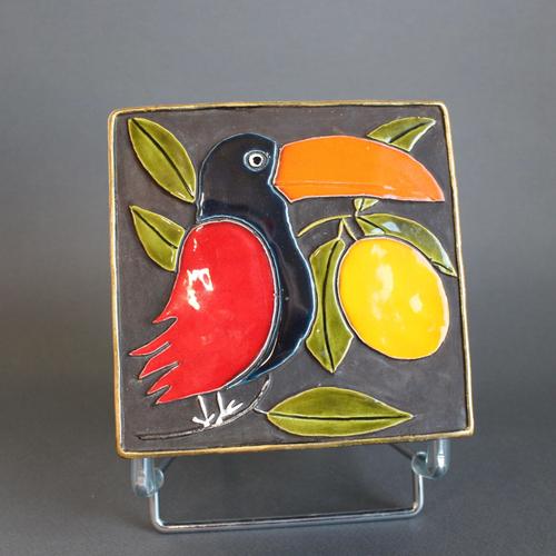 Vintage French Jewellery Box with Enamel Lid and Toucan Motif by Mithé Espelt, 1960s For Sale - Image 16 of 16