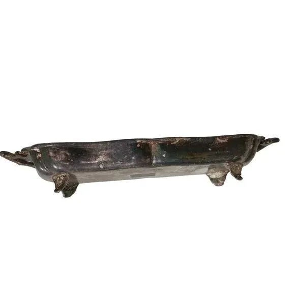 1940s Antique Leonard 11" Serving Tray Footed Handles Silverplate Patina Aged Vintage For Sale - Image 5 of 16