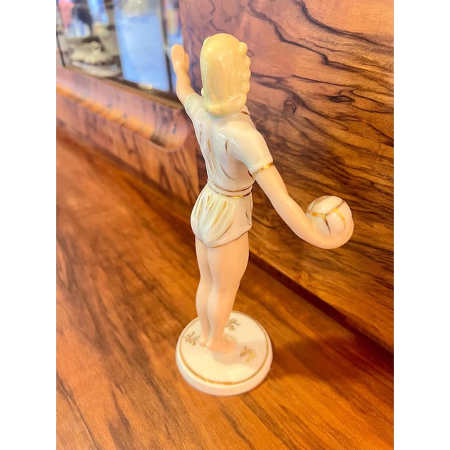 Art Deco Porcelain Girl with Ball Figurine from Neuendorf, 1930s For Sale - Image 6 of 9