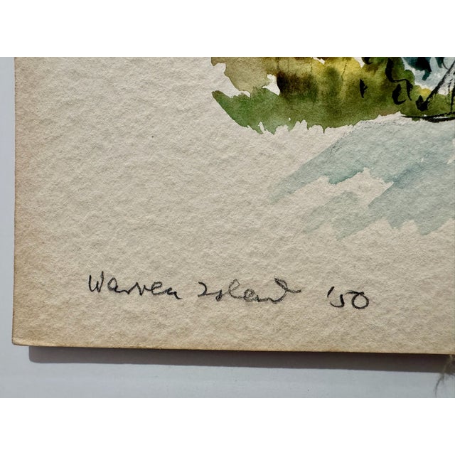 Henry Emil Salloch Original Watercolor on Paper Warren Island, 1950 For Sale - Image 4 of 6