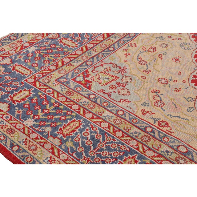Textile Antique Turkish Oushak Rug, Red Medallion and Floral Patterns - Rug & Kilim For Sale - Image 7 of 8