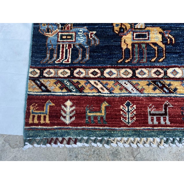 Hand-Knotted Qashqai Style Pictorial Khorjin Runner, Camels and Lions, 2'9" X 15'10" For Sale - Image 6 of 9