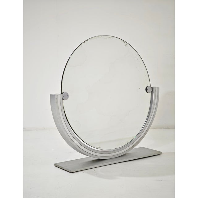 Mid-Century Modern Two-Tone Tilting Table Mirror in Polished Brushed Aluminum, Italy, 1970 For Sale - Image 12 of 12