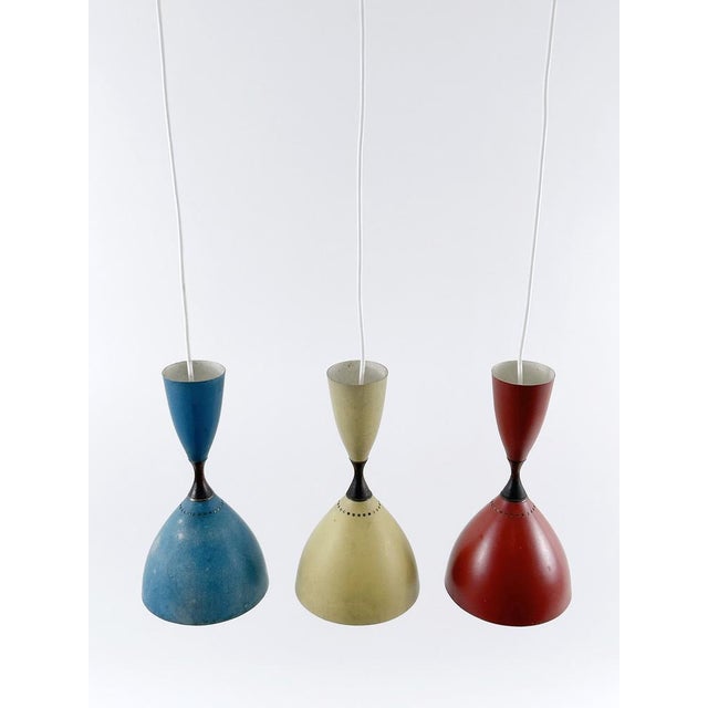 Vintage Diabolo Pendant Lamps by Svend Middelboe for Nordisk Solar, 1950s, Set of 3 For Sale - Image 6 of 18
