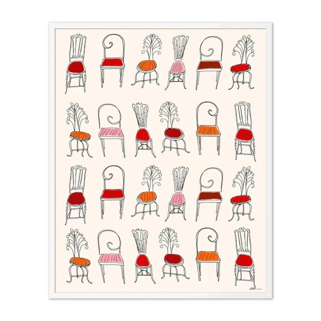 The Cartorialist Chairs Galore by Carly Kuhn in White Frame, Medium Art Print For Sale - Image 4 of 4