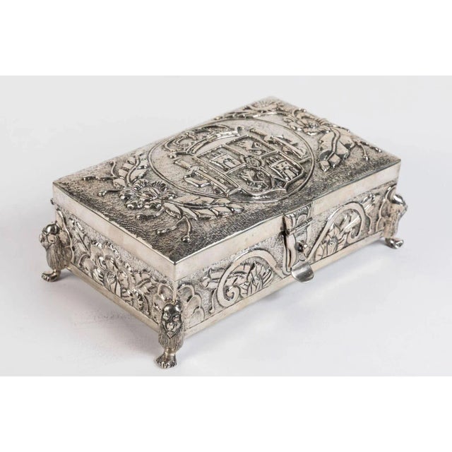 19th Century, Silver Plated Box with Royal Crest For Sale In Los Angeles - Image 6 of 8