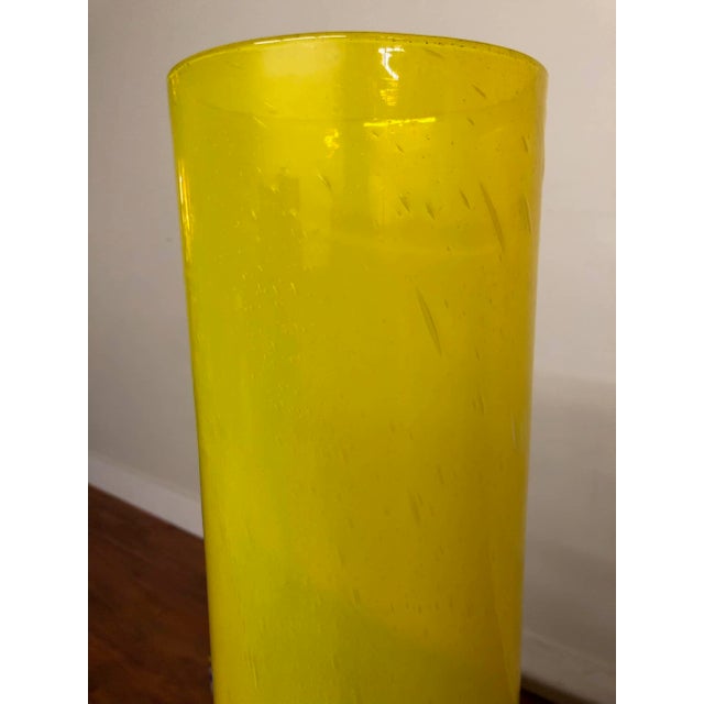 James Mongrain Yellow Glass Tall Cylinder Vase For Sale - Image 4 of 12