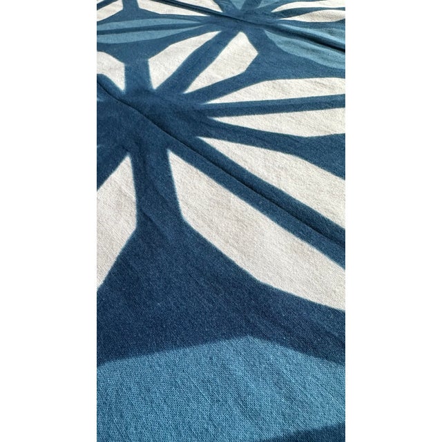 Not Yet Made - Made To Order Kinetic Spatial Boundary - Geometric Indigo Textile Art For Sale - Image 5 of 7