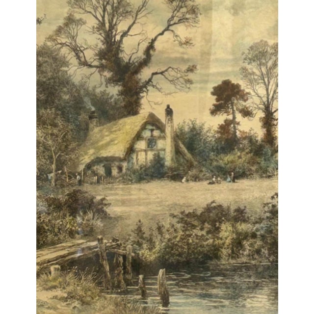 English Antique “A Gleam Before the Storm” Landscape Print After b.w. Leader, Framed For Sale - Image 3 of 7