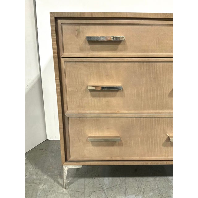 Wood Modern Beige Lacquer Six Drawer Chloe Dresser as Is For Sale - Image 7 of 8