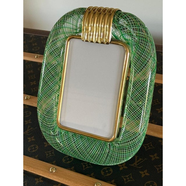 Green and Yellow Filigree Murano Glass Photo Frame, 2000s For Sale - Image 6 of 11