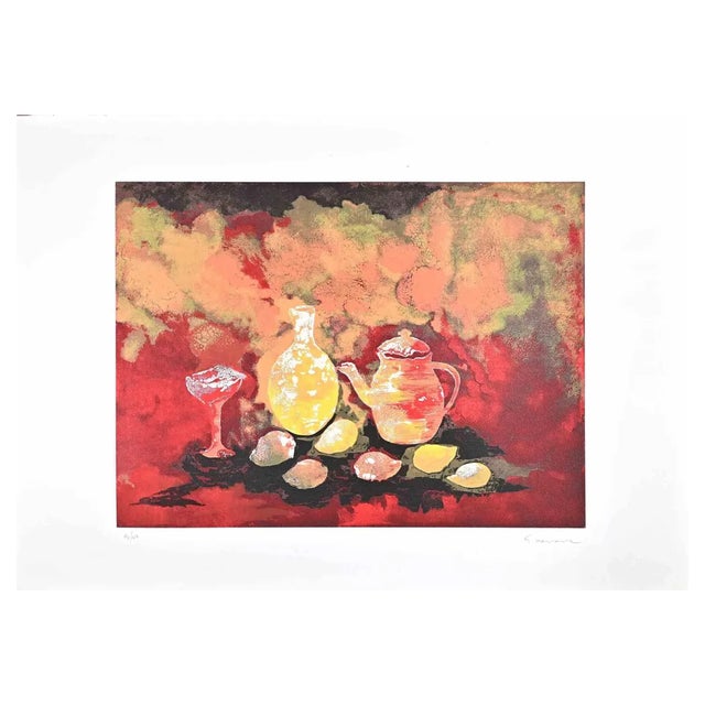 José Guevara, Still Life, Original Lithograph, Late 20th-Century For Sale