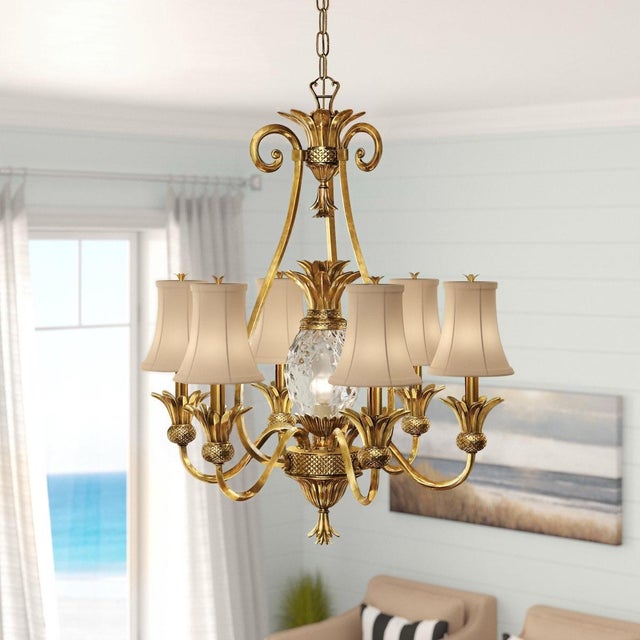 Late 20th Century Brass and Glass Pineapple Chandelier by Hinkley For Sale In West Palm - Image 6 of 6