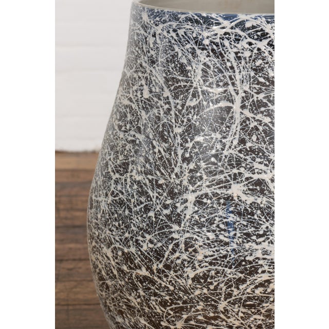 Prem Collection Artisan Made Black and White Planter with Dripping Décor For Sale - Image 10 of 12