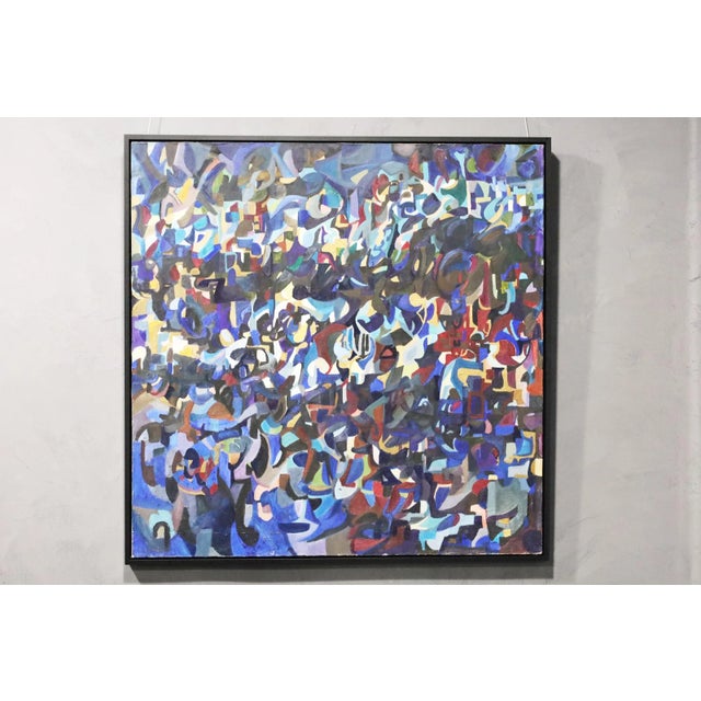 Textile Large Mid Century Abstract Oil on Canvas Signed and Dated, 1971 For Sale - Image 7 of 14