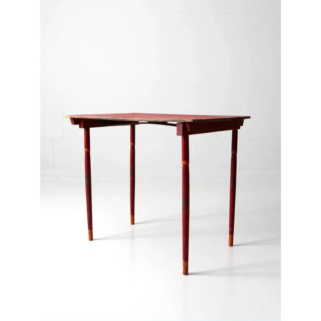 Farmhouse Antique Red Folding Table For Sale - Image 3 of 11