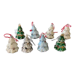 Vintage Blown Glass Christmas Ornaments Trees - Set of 8
