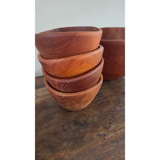 Mid 20th Century Danish Modern Sculptural Teak Caesar Salad Bowl Set, 5 Pieces For Sale - Image 12 of 15