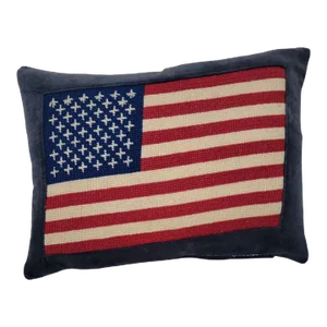 Early 20thc 48 Star Flag Hand Crochet Pillow