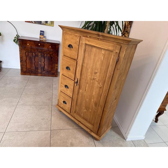 Brown Rustic Farmhouse Bread Cabinet in Wood For Sale - Image 8 of 11