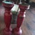 Vintage Rustic Style Red Distressed Wood Pillar Candle Holders Wood - a Pair For Sale In Raleigh - Image 6 of 7