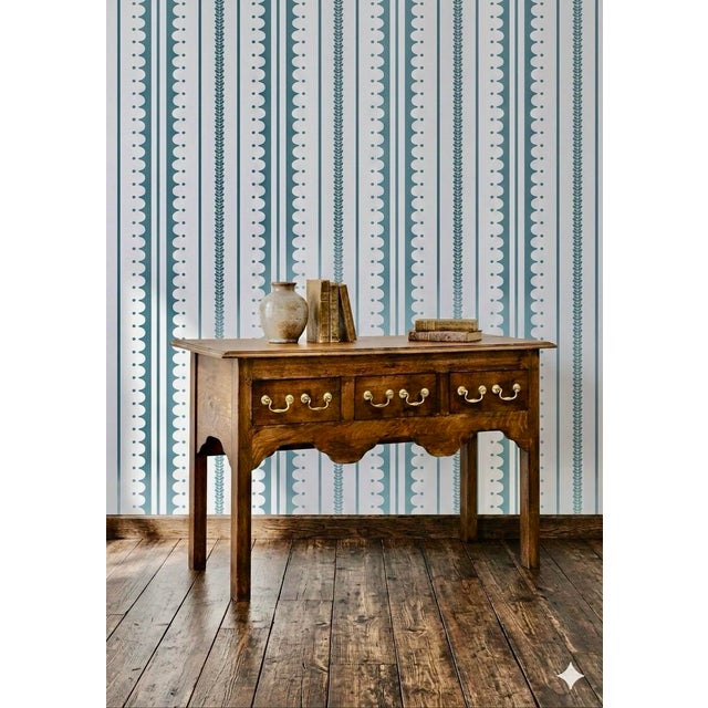 Wood Antique Georgian Oak Lowboy With Scalloped Apron, Late 18th/Early 19th Century For Sale - Image 7 of 8