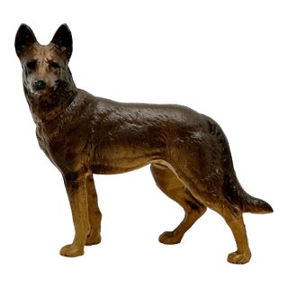 Excellent Vintage Hubley Manufacturing Co Usa Cast Iron German Shepherd Dog Doorstop - Circa 1930s For Sale