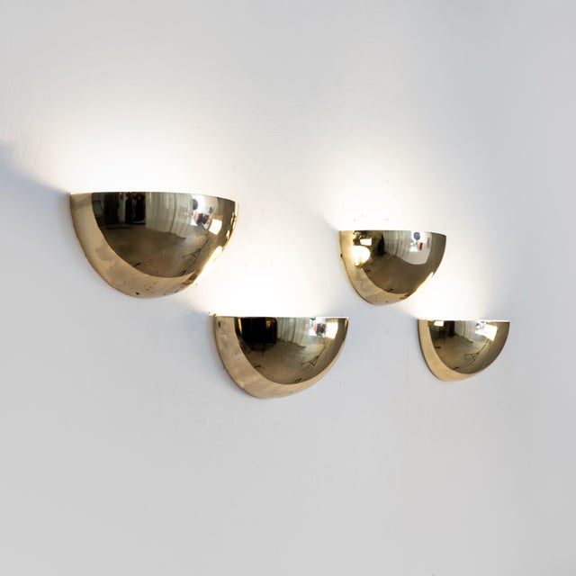 Brass Wall Sconces, 1970, Set of 4, in Good conditions. Designed 1970 to 1979 Up to 250V (Europe/UK Standard).The wiring...