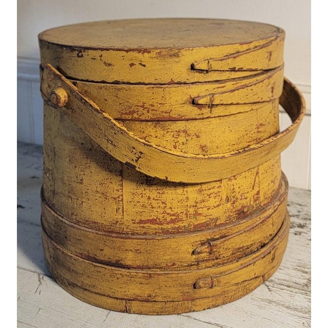 19thc Mustard Painted Firkin For Sale - Image 4 of 8