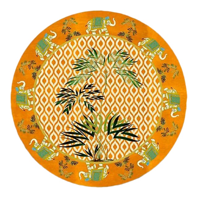 Italian Orange Placemat With Elephants For Sale