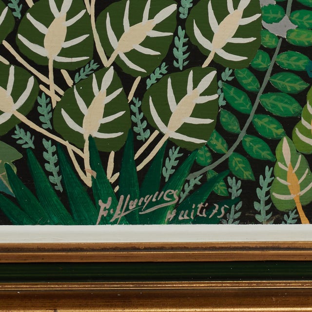 Vintage Haitian Painting of a Jungle Scene With Animals For Sale - Image 10 of 11