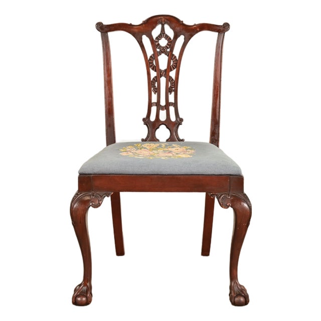 Antique Chippendale Carved Mahogany Side Chair or Dining Chair, Circa 1860s For Sale