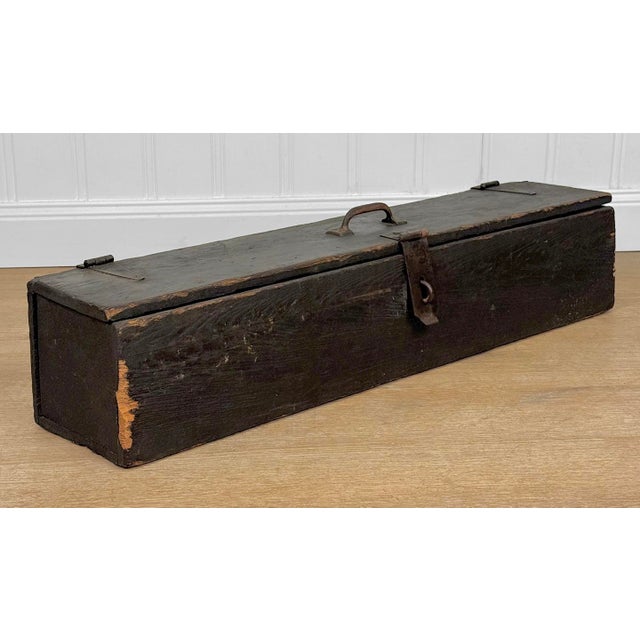 Farmhouse Antique 29" Farmhouse Wood Machinist Chest Tool Storage Box For Sale - Image 3 of 13