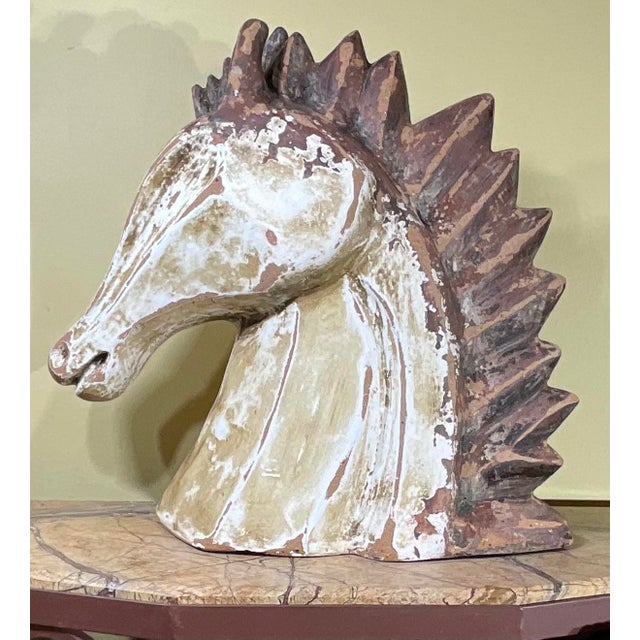 Mid -20th Century Terracotta Horse Head 19” W X 19”w X 8”d For Sale In Miami - Image 6 of 18