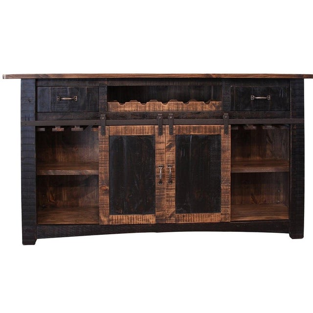 Rustic Greenview Bar Counter - Distressed Black - 76" For Sale - Image 3 of 5