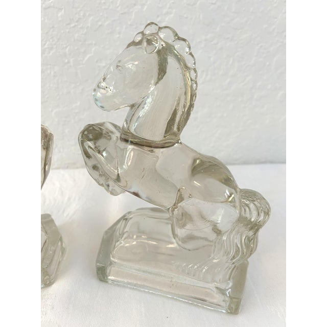 Hollywood Regency 1970s Glass Rearing Horse Bookends, a Pair For Sale - Image 3 of 4