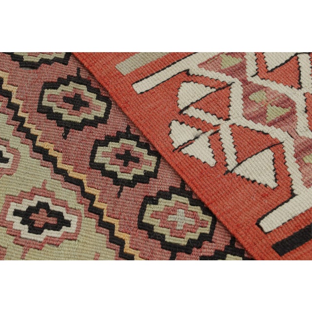 Textile Vintage Mid-Century Malatya Geometric Orange Multicolor Wool Kilim Rug For Sale - Image 7 of 7