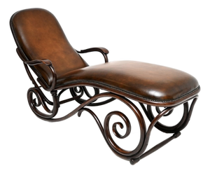 Antique Bentwood and Leather Chaise Lounge, 1880