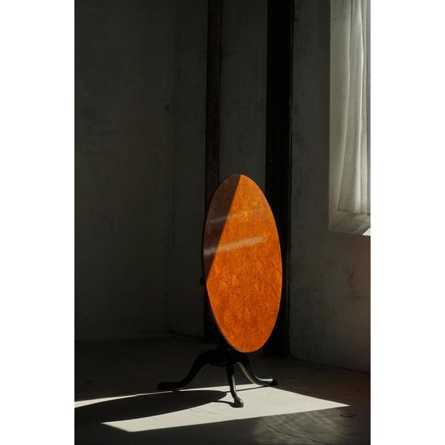 Antique Swedish Tilt-Top Occasional Table in Burl Wood Veneer, Mid-19th Century For Sale - Image 3 of 17