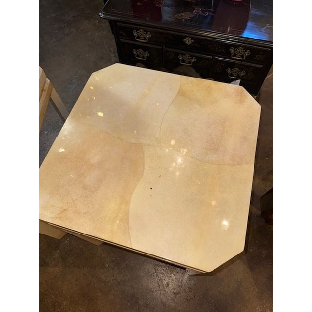 Modern Pair of Karl Springer Manner Lacquered Parchment Side Tables For Sale - Image 3 of 7