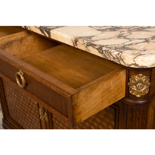 Late 19th Century French Louis XVI Oak and Marble Buffet by Haentges Freres For Sale - Image 10 of 18