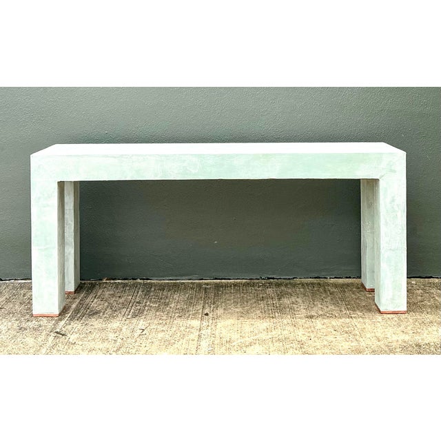 Vintage Linen Buon Fresco Faux Finished Console Table in Venetian Green For Sale - Image 10 of 12