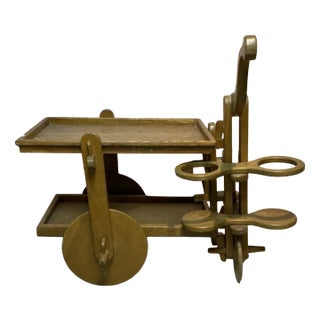 Midcentury Brutalist Modernist Oak Bar Cart or Trolley, 1950s For Sale