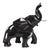 Vintage Solid Black Onyx Stone Carved Trunk Up Lucky Elephant Figurine For Sale