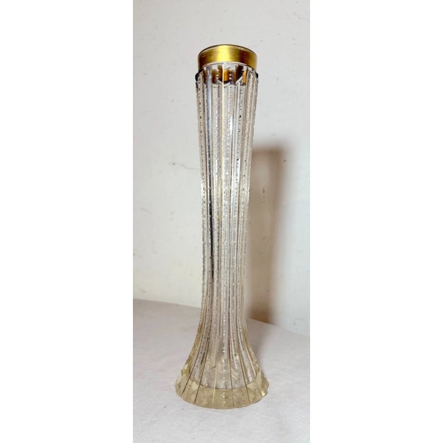 Boho Chic Antique Handmade Czech Moser Cut Gold Gilded Glass Crystal Bud Flower Vase For Sale - Image 3 of 11