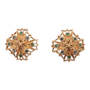 Vintage 1960s Signed Napier Faux-Emerald & Sapphire Clip Earrings - 2 Pieces