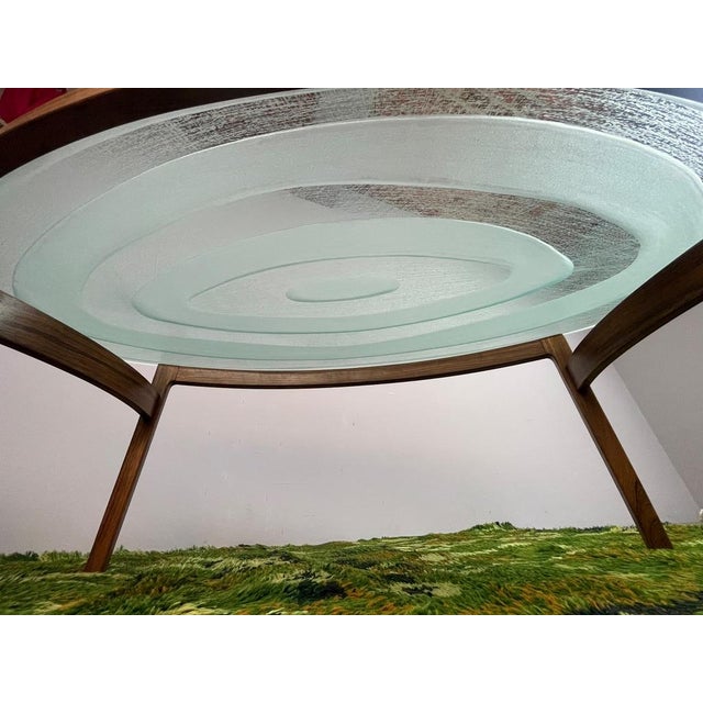 Mid-Century Oval Coffee Table in Teakwood & Etched Glass from Ib Kofod-Larsen, Denmark, 1960s For Sale - Image 4 of 14